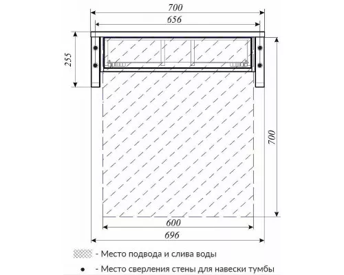 Купить Тумба под раковину 1MarKa Grunge Loft 70П Ц0000015940 подвесная Дуб Вотан в магазине сантехники Santeh-Crystal.ru
