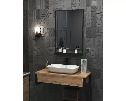 Приобрести Зеркало 1MarKa Grunge Loft 60П Ц0000007990 Черное в магазине сантехники Santeh-Crystal.ru