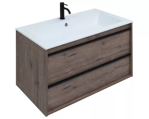 Заказать Тумба с раковиной Aquanet Lino 90 271950 подвесная Дуб Веллингтон в магазине сантехники Santeh-Crystal.ru