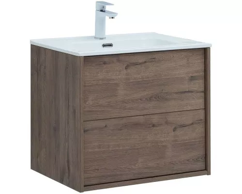 Купить Тумба под раковину Aquanet Lino 60 Flat 287541 подвесная Дуб Веллингтон в магазине сантехники Santeh-Crystal.ru