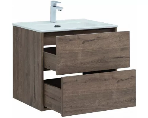 Купить Тумба под раковину Aquanet Lino 60 Flat 287541 подвесная Дуб Веллингтон в магазине сантехники Santeh-Crystal.ru