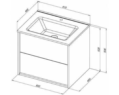 Купить Тумба под раковину Aquanet Lino 60 Flat 287541 подвесная Дуб Веллингтон в магазине сантехники Santeh-Crystal.ru