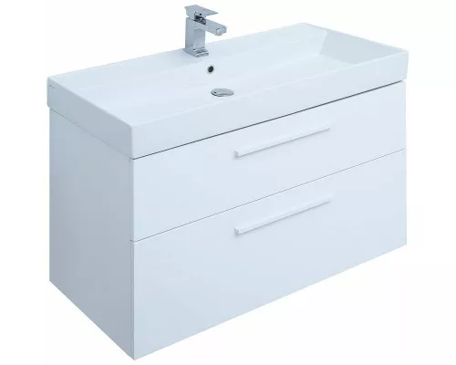 Купить Тумба под раковину Aquanet Nova 100 249922 подвесная Белая глянцевая в магазине сантехники Santeh-Crystal.ru