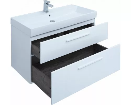 Купить Тумба под раковину Aquanet Nova 100 249922 подвесная Белая глянцевая в магазине сантехники Santeh-Crystal.ru