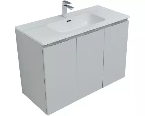 Купить Тумба под раковину Aquanet Алвита New 100 277532 подвесная Серая матовая в магазине сантехники Santeh-Crystal.ru