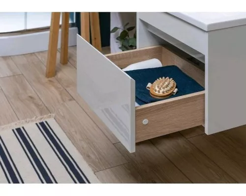 Купить Тумба под раковину Aquanet Токио 130 236917 подвесная Белая в магазине сантехники Santeh-Crystal.ru