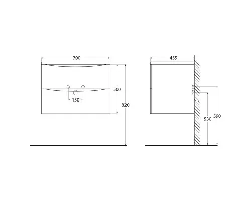 Купить Тумба под раковину BelBagno 70 ACQUA-700-2C-SO-RR подвесная Rovere Rustico в магазине сантехники Santeh-Crystal.ru
