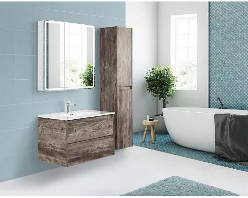 Приобрести Зеркальный шкаф BelBagno Marino 80 SPC-MAR-800/800-2A-LED-TCH с подсветкой Белый в магазине сантехники Santeh-Crystal.ru