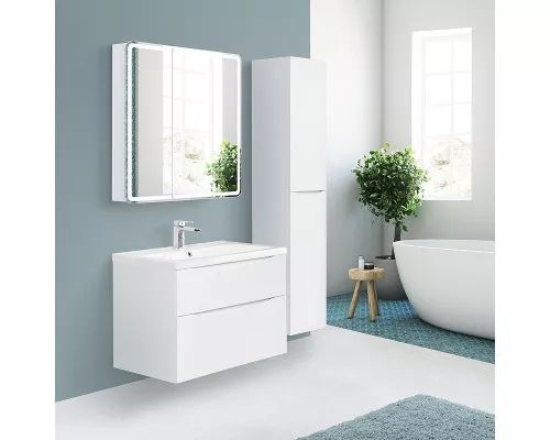 Приобрести Зеркальный шкаф BelBagno Marino 80 SPC-MAR-800/800-2A-LED-TCH с подсветкой Белый в магазине сантехники Santeh-Crystal.ru