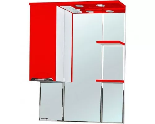 Купить Зеркало со шкафом Bellezza Альфа 75 L 4618812002035 с подсветкой Белое Красное в магазине сантехники Santeh-Crystal.ru