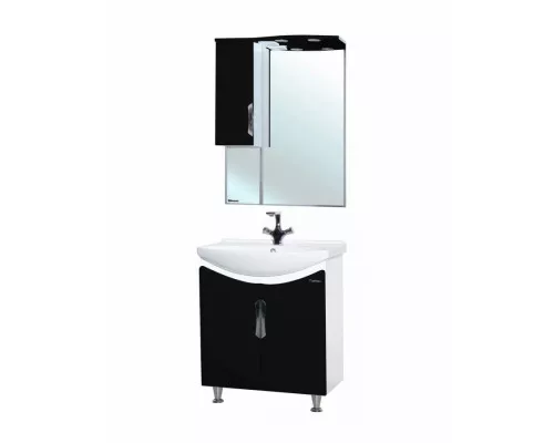 Купить Зеркало со шкафом Bellezza Лагуна 65 R 4612110001042 с подсветкой R Черное Белое в магазине сантехники Santeh-Crystal.ru