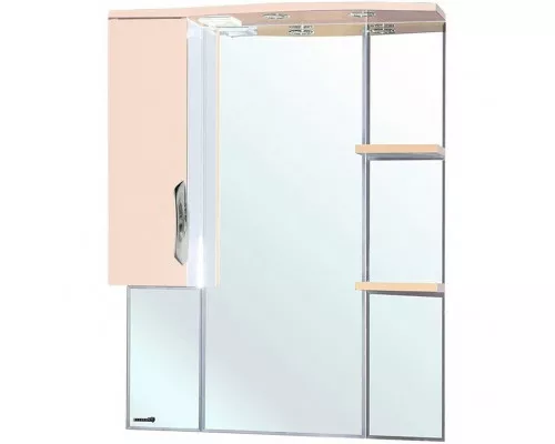 Купить Зеркало со шкафом Bellezza Лагуна 85 L 4612114002076 с подсветкой L Бежевое Белое в магазине сантехники Santeh-Crystal.ru