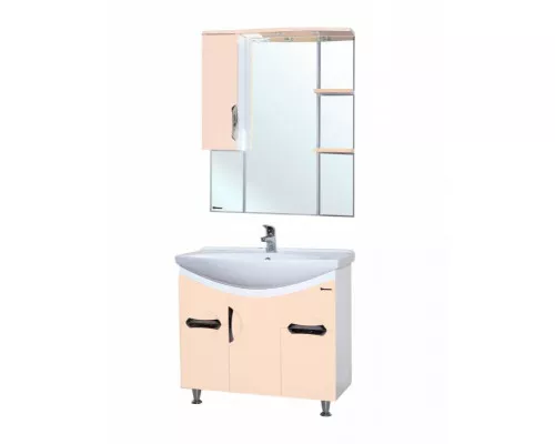 Купить Зеркало со шкафом Bellezza Лагуна 85 L 4612114002076 с подсветкой L Бежевое Белое в магазине сантехники Santeh-Crystal.ru