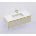 Тумба под раковину Boheme Armadi Art Quatro 1 120 790-M1-120-RIB-CM-MG-LED подвесная цвет Кашемир профиль Золото матовое