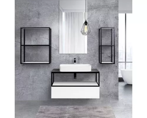Купить Консоль под раковину Cezares Cadro 100 CADRO50-100/50/30-1C-SO-MET-ST Черная матовая в магазине сантехники Santeh-Crystal.ru