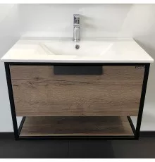 Тумба с раковиной Comforty Бонн 75 00-00006487 подвесная Дуб темный