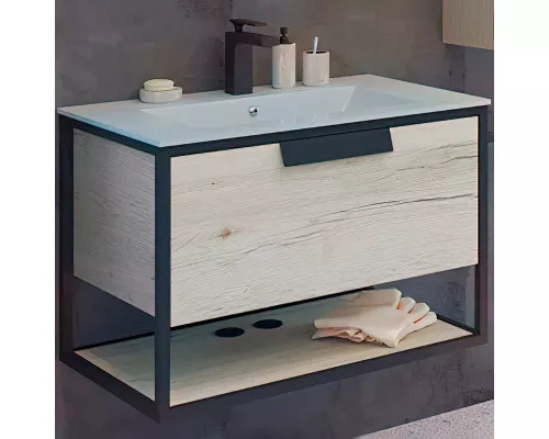 Купить Тумба с раковиной Comforty Бонн 75 00-00008475 подвесная Дуб дымчатый в магазине сантехники Santeh-Crystal.ru