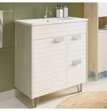 Тумба с раковиной Comforty Клеон 75Н 00-00004758 Белая Дуб дымчатый