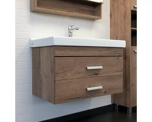 Купить Тумба с раковиной Comforty Никосия 80П 00-00008856 подвесная Дуб темный в магазине сантехники Santeh-Crystal.ru