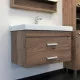 Купить Тумба с раковиной Comforty Никосия 80П 00-00008856 подвесная Дуб темный в магазине сантехники Santeh-Crystal.ru