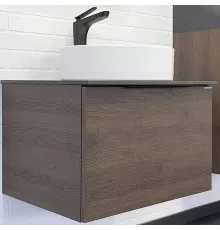 Тумба с раковиной Comforty Портленд 60 00-00013791 подвесная Дуб шоколадно-коричневый Калакатта Блэк