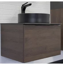 Тумба с раковиной Comforty Портленд 60 00-00013793 подвесная Дуб шоколадно-коричневый