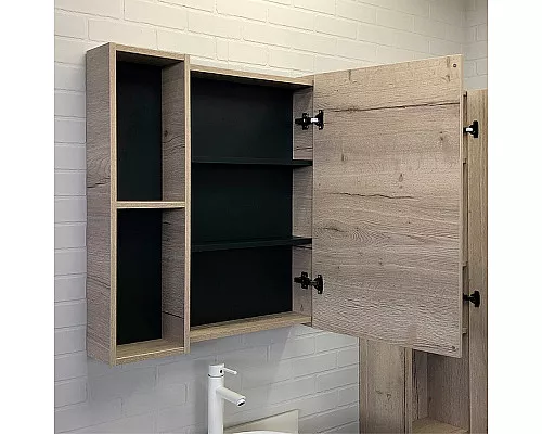 Купить Зеркальный шкаф Comforty Порто 75 00-00009234 Дуб дымчатый в магазине сантехники Santeh-Crystal.ru