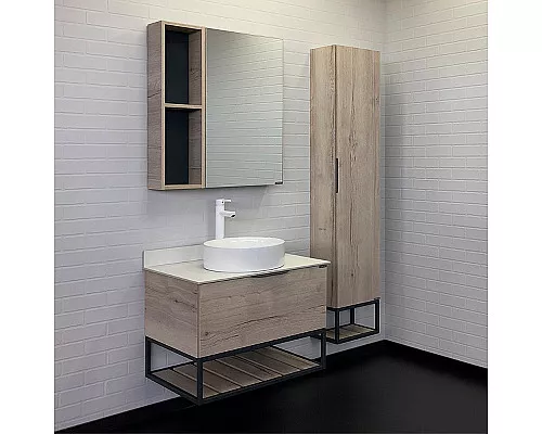 Купить Зеркальный шкаф Comforty Порто 75 00-00009234 Дуб дымчатый в магазине сантехники Santeh-Crystal.ru