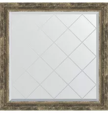 Зеркало Evoform Exclusive-G 83х83 BY 4307 с гравировкой в багетной раме - Старое дерево с плетением 70 мм