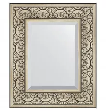 Зеркало Evoform Exclusive 60х50 BY 3372 с фацетом в багетной раме - Барокко серебро 106 мм