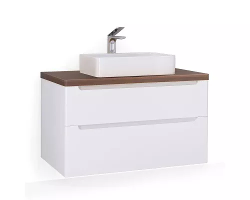 Купить Тумба под раковину Jorno Wood 100 wood.01.100/P/W подвесная Белая в магазине сантехники Santeh-Crystal.ru