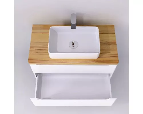 Купить Тумба под раковину Jorno Wood 100 wood.01.100/P/W подвесная Белая в магазине сантехники Santeh-Crystal.ru