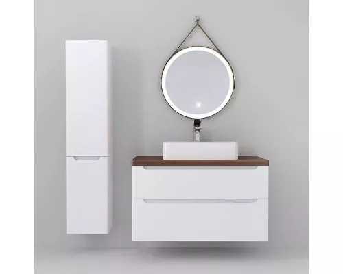 Купить Тумба под раковину Jorno Wood 100 wood.01.100/P/W подвесная Белая в магазине сантехники Santeh-Crystal.ru