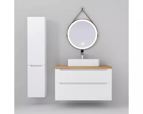 Купить Тумба под раковину Jorno Wood 100 wood.01.100/P/W подвесная Белая в магазине сантехники Santeh-Crystal.ru