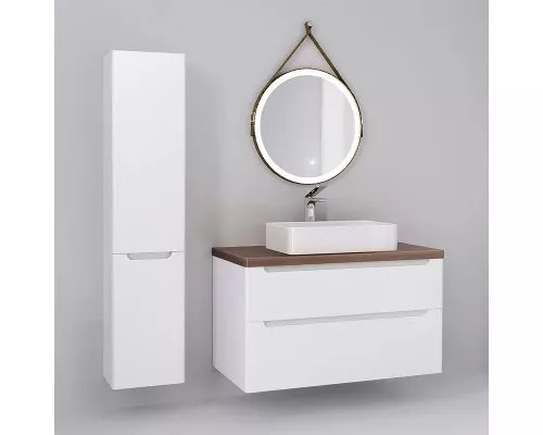 Купить Тумба под раковину Jorno Wood 100 wood.01.100/P/W подвесная Белая в магазине сантехники Santeh-Crystal.ru