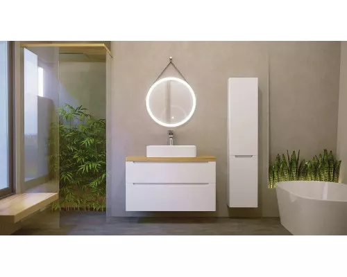 Купить Тумба под раковину Jorno Wood 100 wood.01.100/P/W подвесная Белая в магазине сантехники Santeh-Crystal.ru