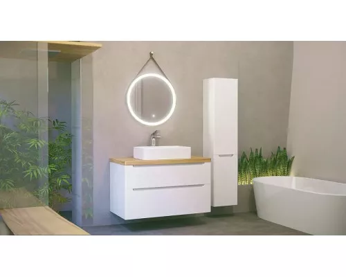 Купить Тумба под раковину Jorno Wood 100 wood.01.100/P/W подвесная Белая в магазине сантехники Santeh-Crystal.ru