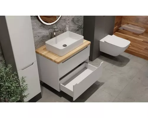 Купить Тумба под раковину Jorno Wood 100 wood.01.100/P/W подвесная Белая в магазине сантехники Santeh-Crystal.ru