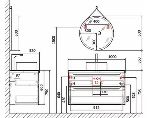 Купить Тумба под раковину Jorno Wood 100 wood.01.100/P/W подвесная Белая в магазине сантехники Santeh-Crystal.ru