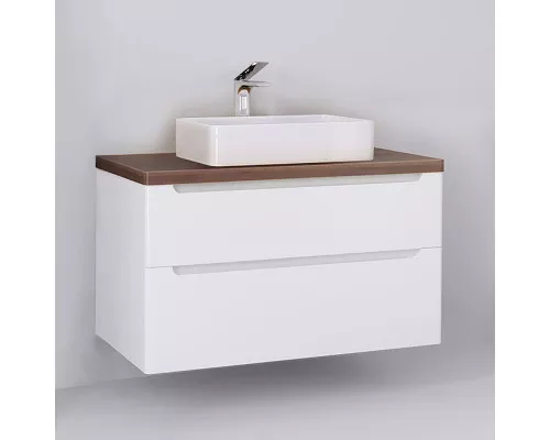 Купить Тумба под раковину Jorno Wood 100 wood.01.100/P/W подвесная Белая в магазине сантехники Santeh-Crystal.ru