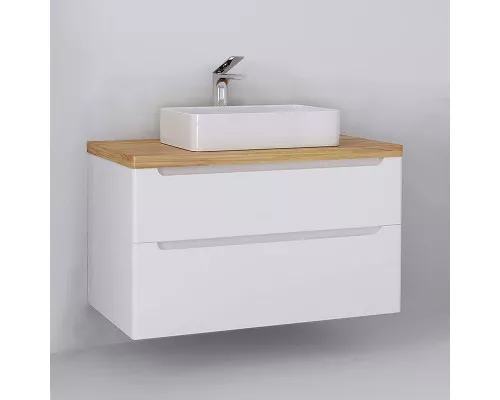 Купить Тумба под раковину Jorno Wood 100 wood.01.100/P/W подвесная Белая в магазине сантехники Santeh-Crystal.ru