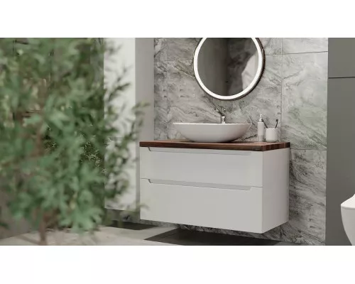 Купить Тумба под раковину Jorno Wood 100 wood.01.100/P/W подвесная Белая в магазине сантехники Santeh-Crystal.ru