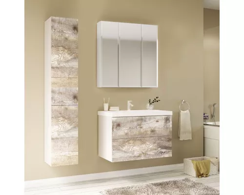 Купить Зеркальный шкаф Marka One Mix 80 Белый в магазине сантехники Santeh-Crystal.ru