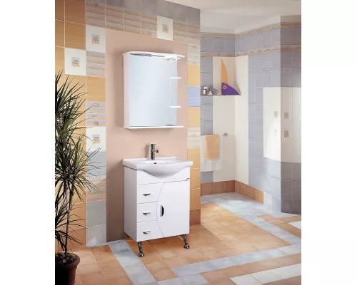 Купить Зеркальный шкаф Onika Луна 55.01 L 205520 с подсветкой Белый в магазине сантехники Santeh-Crystal.ru