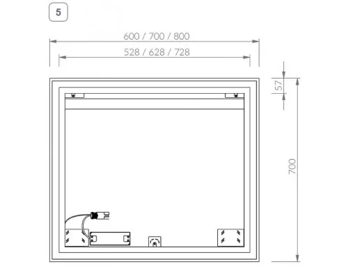 Заказать Зеркало Ravak Oblong 60 X000001562 с подсветкой прямоугольное в магазине сантехники Santeh-Crystal.ru