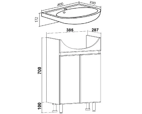 Купить Тумба под раковину Runo Лада 40 00-00001195 Графит в магазине сантехники Santeh-Crystal.ru