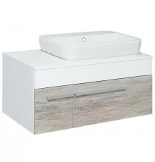 Тумба под раковину Runo Вудлайн 85 00-00001010 подвесная Белая Дуб скандинавский