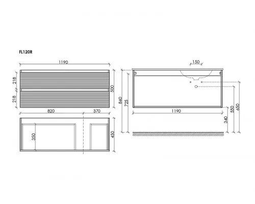 Тумба под раковину Sancos Folk 120 R FL120RGS подвесная цвет Grey soft