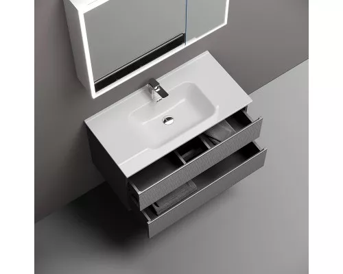 Тумба с раковиной Sancos Folk 90 FL90GS+Ceramicanova Element 90 CN7002 подвесная Grey soft