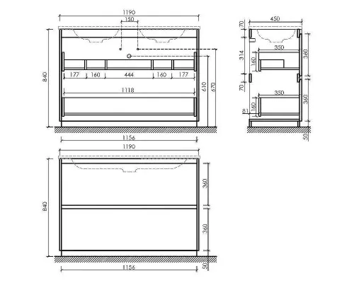 Тумба под раковину Sancos Libra Floor 120 LB120F-2ECH Дуб чарльстон